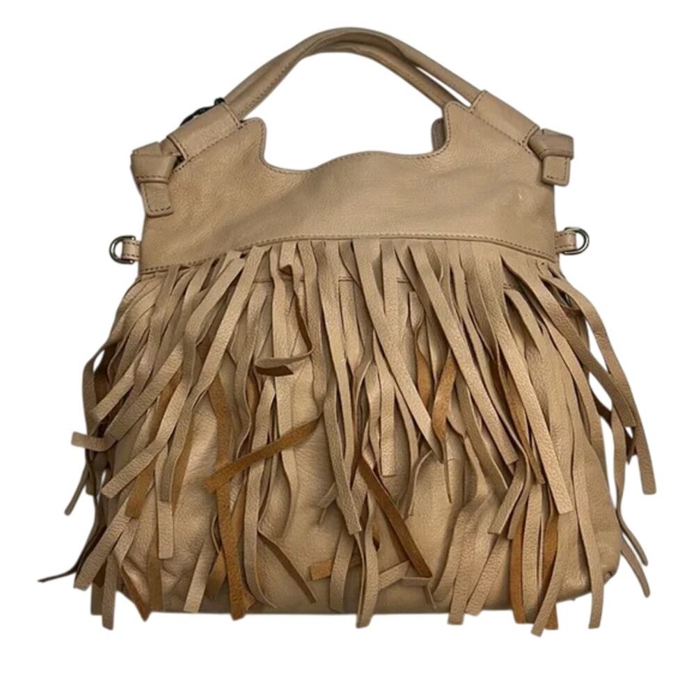 Foley + Corinna Light Brown Fringe Disco City Handbag w/ Removable Strap, NWT!